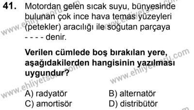 11 Şubat 2017 Tarihli Sürücü Adayları Sınavı K Kitapçığı 1. Oturum 41. Soru