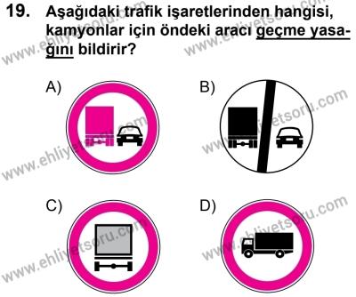 11 Şubat 2017 Tarihli Sürücü Adayları Sınavı K Kitapçığı 2. Oturum 19. Soru