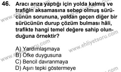 11 Şubat 2017 Tarihli Sürücü Adayları Sınavı K Kitapçığı 2. Oturum 46. Soru