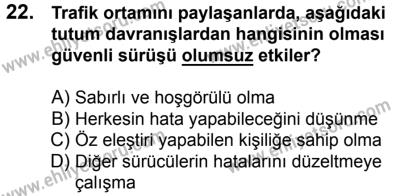 11 Şubat 2017 Tarihli Sürücü Adayları Sınavı L Kitapçığı 1. Oturum 22. Soru