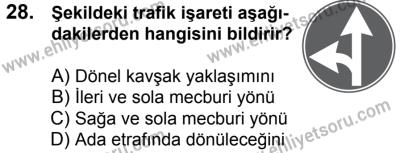 11 Şubat 2017 Tarihli Sürücü Adayları Sınavı L Kitapçığı 1. Oturum 28. Soru
