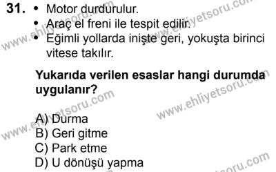 11 Şubat 2017 Tarihli Sürücü Adayları Sınavı L Kitapçığı 2. Oturum 31. Soru