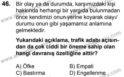 11 Şubat 2017 Tarihli Sürücü Adayları Sınavı L Kitapçığı 2. Oturum 46. Soru