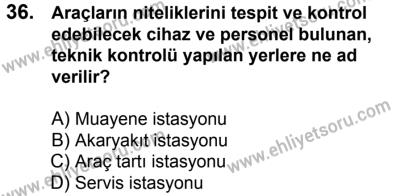 11 Şubat 2017 Tarihli Sürücü Adayları Sınavı M Kitapçığı 1. Oturum 36. Soru
