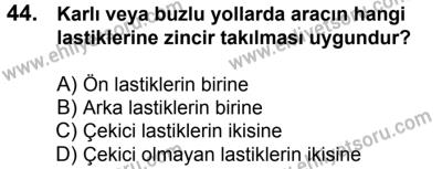11 Şubat 2017 Tarihli Sürücü Adayları Sınavı M Kitapçığı 1. Oturum 44. Soru