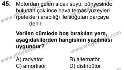 11 Şubat 2017 Tarihli Sürücü Adayları Sınavı M Kitapçığı 1. Oturum 45. Soru