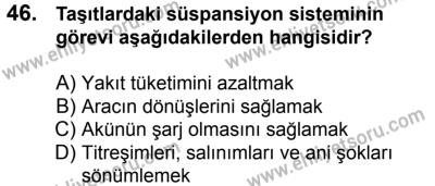 11 Şubat 2017 Tarihli Sürücü Adayları Sınavı M Kitapçığı 1. Oturum 46. Soru
