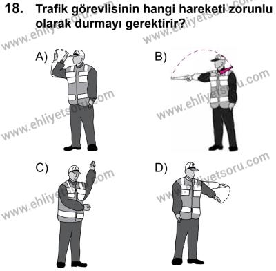 11 Şubat 2017 Tarihli Sürücü Adayları Sınavı M Kitapçığı 2. Oturum 18. Soru