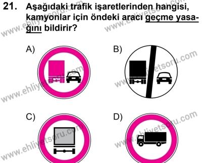 11 Şubat 2017 Tarihli Sürücü Adayları Sınavı M Kitapçığı 2. Oturum 21. Soru