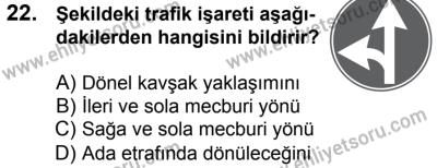 11 Şubat 2017 Tarihli Sürücü Adayları Sınavı M Kitapçığı 2. Oturum 22. Soru