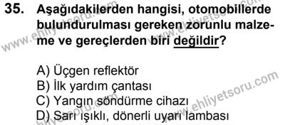 11 Şubat 2017 Tarihli Sürücü Adayları Sınavı M Kitapçığı 2. Oturum 35. Soru