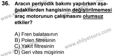 11 Şubat 2017 Tarihli Sürücü Adayları Sınavı M Kitapçığı 2. Oturum 36. Soru