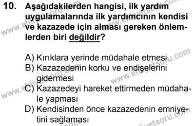 11 Şubat 2017 Tarihli Sürücü Adayları Sınavı N Kitapçığı 1. Oturum 10. Soru