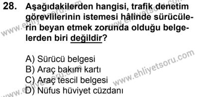 11 Şubat 2017 Tarihli Sürücü Adayları Sınavı N Kitapçığı 1. Oturum 28. Soru