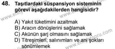 11 Şubat 2017 Tarihli Sürücü Adayları Sınavı N Kitapçığı 1. Oturum 48. Soru