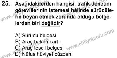 11 Şubat 2017 Tarihli Sürücü Adayları Sınavı N Kitapçığı 2. Oturum 25. Soru