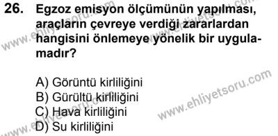 11 Şubat 2017 Tarihli Sürücü Adayları Sınavı N Kitapçığı 2. Oturum 26. Soru