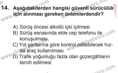 12 Aralık 2015 Tarihli Sürücü Adayları Sınavı K Kitapçığı 14. Soru