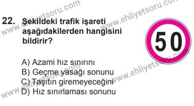 12 Aralık 2015 Tarihli Sürücü Adayları Sınavı K Kitapçığı 22. Soru
