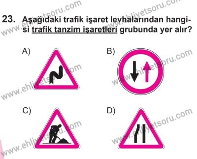 12 Aralık 2015 Tarihli Sürücü Adayları Sınavı K Kitapçığı 23. Soru