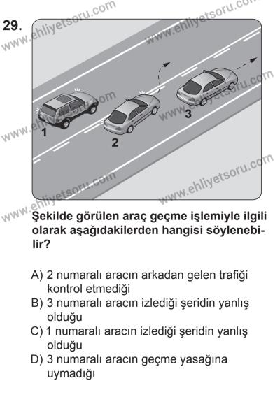 12 Aralık 2015 Tarihli Sürücü Adayları Sınavı K Kitapçığı 29. Soru