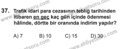 12 Aralık 2015 Tarihli Sürücü Adayları Sınavı K Kitapçığı 37. Soru