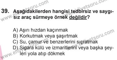 12 Aralık 2015 Tarihli Sürücü Adayları Sınavı K Kitapçığı 39. Soru