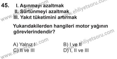 12 Aralık 2015 Tarihli Sürücü Adayları Sınavı K Kitapçığı 45. Soru