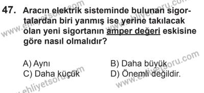 12 Aralık 2015 Tarihli Sürücü Adayları Sınavı K Kitapçığı 47. Soru