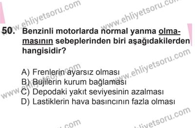 12 Aralık 2015 Tarihli Sürücü Adayları Sınavı K Kitapçığı 50. Soru