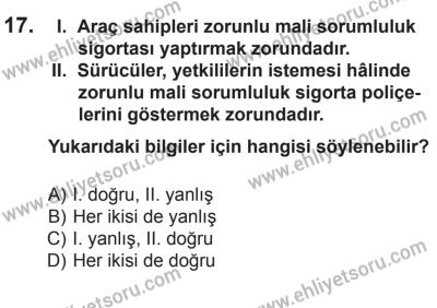 12 Aralık 2015 Tarihli Sürücü Adayları Sınavı L Kitapçığı 17. Soru