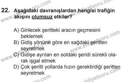 12 Aralık 2015 Tarihli Sürücü Adayları Sınavı L Kitapçığı 22. Soru
