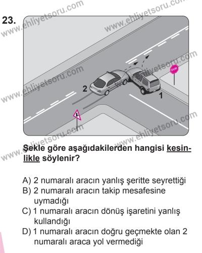12 Aralık 2015 Tarihli Sürücü Adayları Sınavı L Kitapçığı 23. Soru