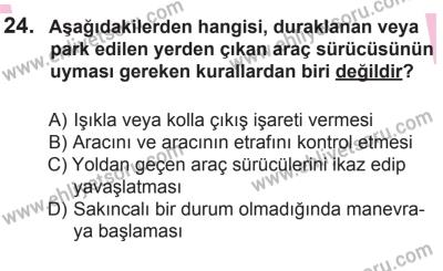 12 Aralık 2015 Tarihli Sürücü Adayları Sınavı L Kitapçığı 24. Soru