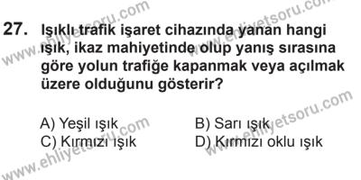 12 Aralık 2015 Tarihli Sürücü Adayları Sınavı L Kitapçığı 27. Soru