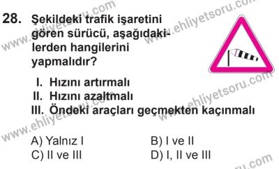 12 Aralık 2015 Tarihli Sürücü Adayları Sınavı L Kitapçığı 28. Soru