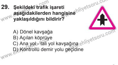 12 Aralık 2015 Tarihli Sürücü Adayları Sınavı L Kitapçığı 29. Soru