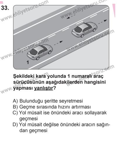 12 Aralık 2015 Tarihli Sürücü Adayları Sınavı L Kitapçığı 33. Soru