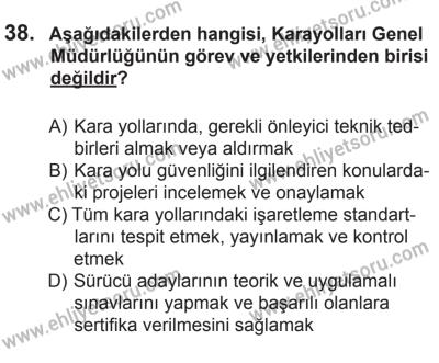12 Aralık 2015 Tarihli Sürücü Adayları Sınavı L Kitapçığı 38. Soru