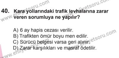 12 Aralık 2015 Tarihli Sürücü Adayları Sınavı L Kitapçığı 40. Soru
