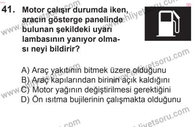 12 Aralık 2015 Tarihli Sürücü Adayları Sınavı L Kitapçığı 41. Soru