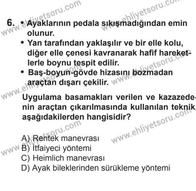 12 Aralık 2015 Tarihli Sürücü Adayları Sınavı M Kitapçığı 6. Soru
