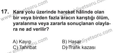 12 Aralık 2015 Tarihli Sürücü Adayları Sınavı M Kitapçığı 17. Soru
