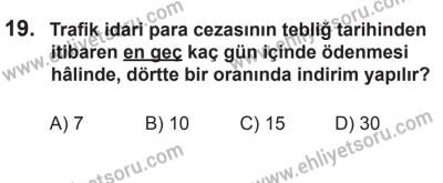 12 Aralık 2015 Tarihli Sürücü Adayları Sınavı M Kitapçığı 19. Soru