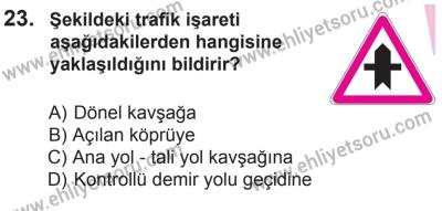 12 Aralık 2015 Tarihli Sürücü Adayları Sınavı M Kitapçığı 23. Soru