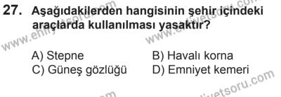 12 Aralık 2015 Tarihli Sürücü Adayları Sınavı M Kitapçığı 27. Soru