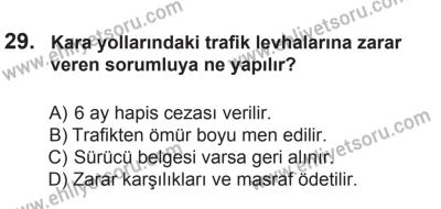 12 Aralık 2015 Tarihli Sürücü Adayları Sınavı M Kitapçığı 29. Soru