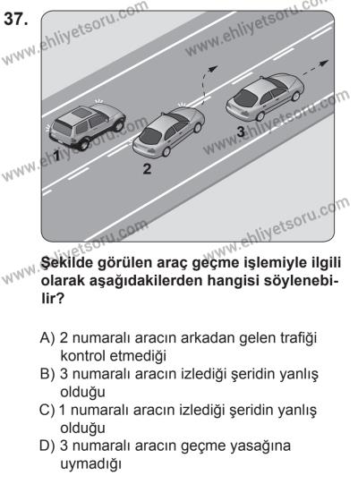 12 Aralık 2015 Tarihli Sürücü Adayları Sınavı M Kitapçığı 37. Soru