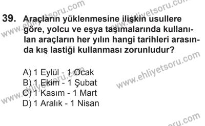 12 Aralık 2015 Tarihli Sürücü Adayları Sınavı M Kitapçığı 39. Soru
