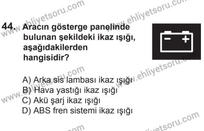 12 Aralık 2015 Tarihli Sürücü Adayları Sınavı M Kitapçığı 44. Soru